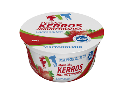 Maitokolmio FIT kerrosjogurttirahka 150g mansikka laktoositon