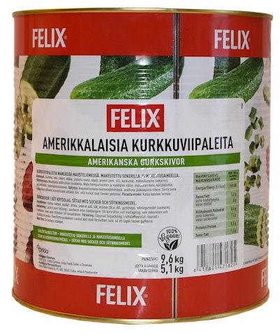 Felix amerikkalaisia kurkkuviipaleita 9,6kg/5,1kg