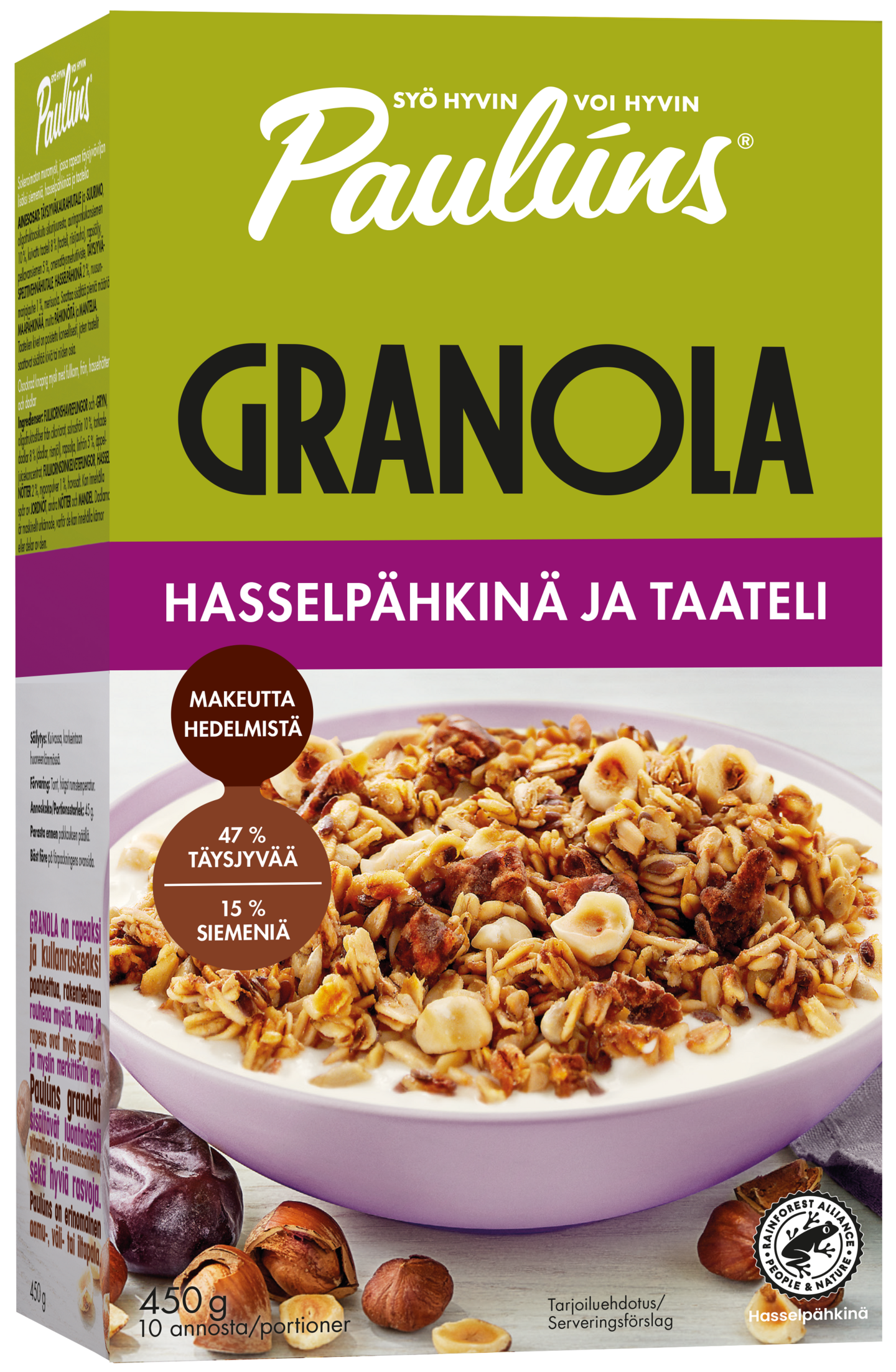 Paulúns 450g hasselpähkinä ja taateli granola VARTTILAVA