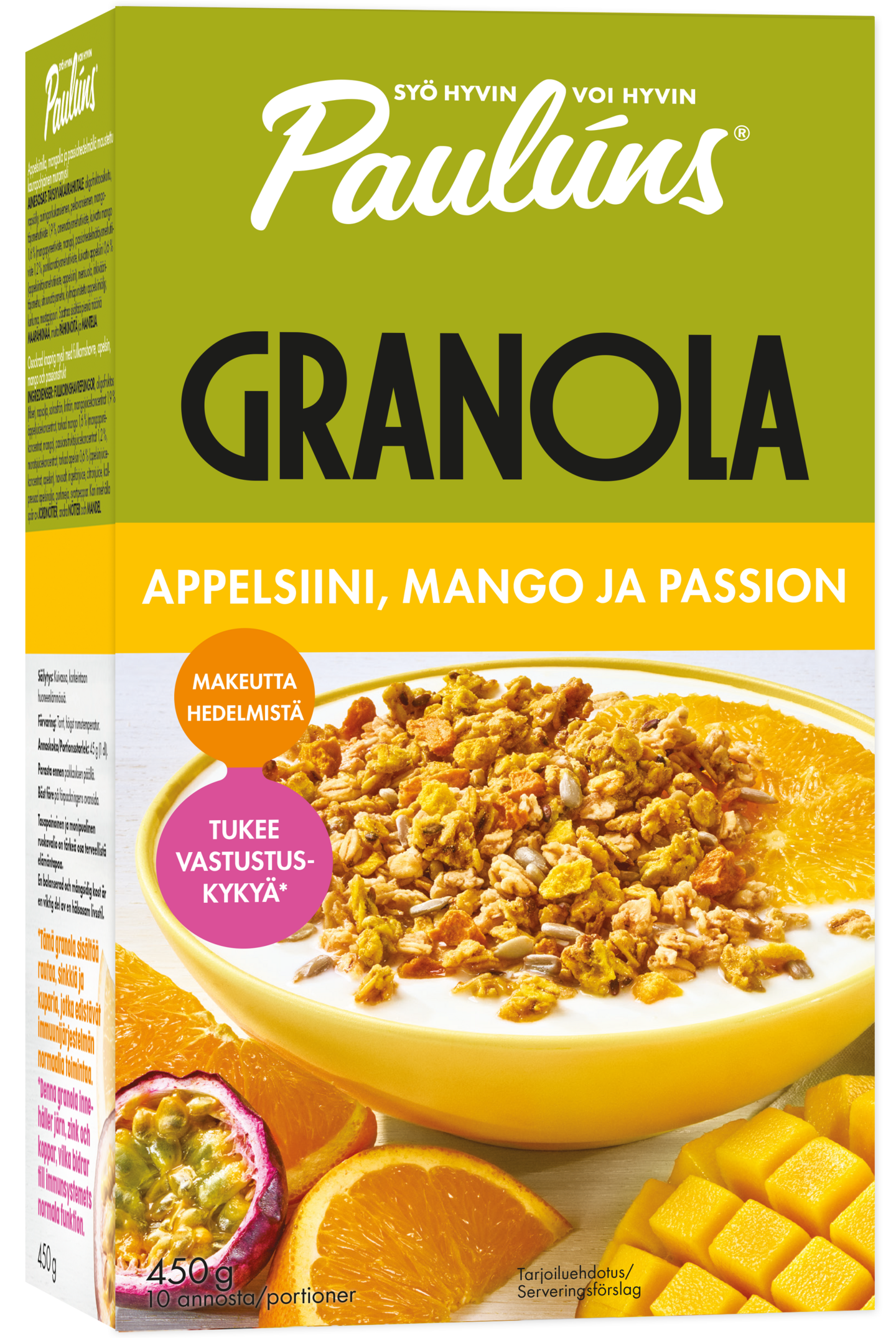 Paulúns Granola appelsiini, mango ja passion 450g | K-Ruoka Verkkokauppa