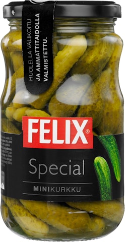 Felix Special minikurkku kokonaisia kurkkuja mausteliemessä  340/190g