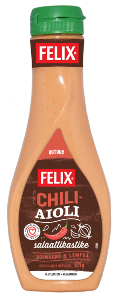 Felix Vegaaninen salaattikastike 375g chili-aioli  Voimakas ja lempeä