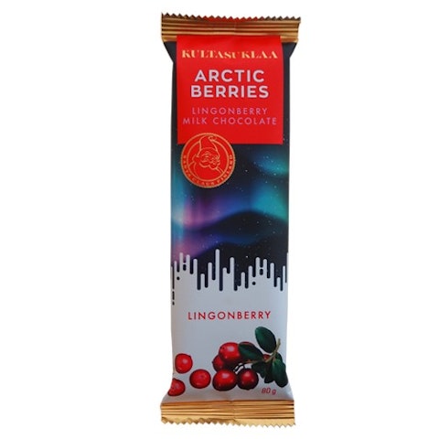 Kultasuklaa Arctic Berries suklaalevy 80g puolukka
