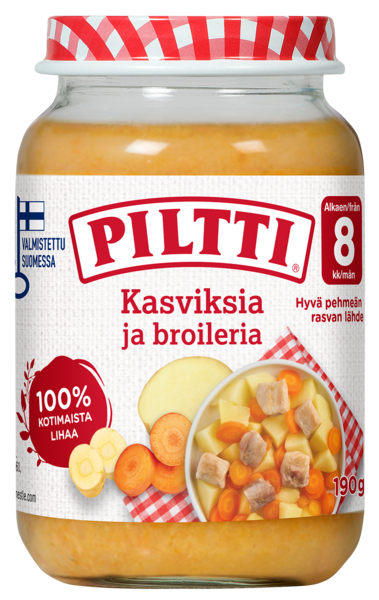 Piltti Kasviksia ja broileria 190g 8kk