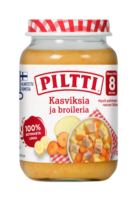 Piltti Kasviksia ja broileria 190g 8kk