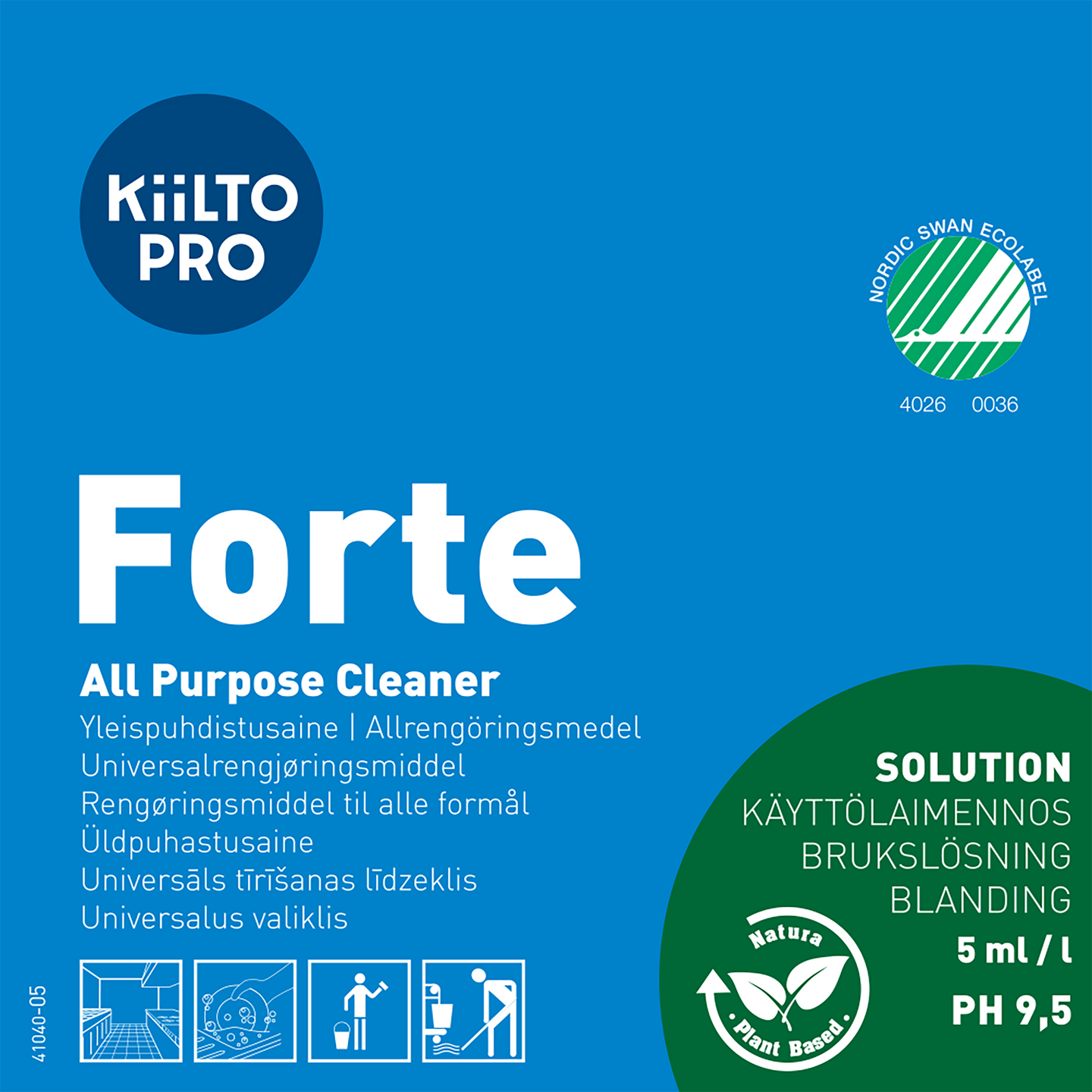 Kiilto Etiketti Käyttöliuos Kiilto Forte 70x70mm 100kpl rulla