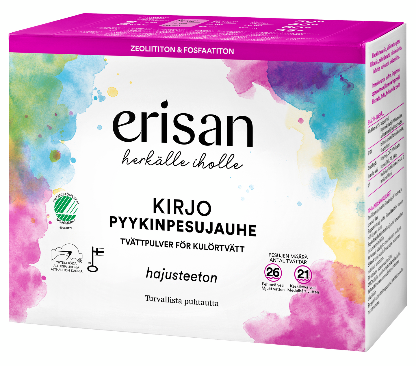 Erisan Kirjo pyykinpesujauhe 1kg hajusteeton