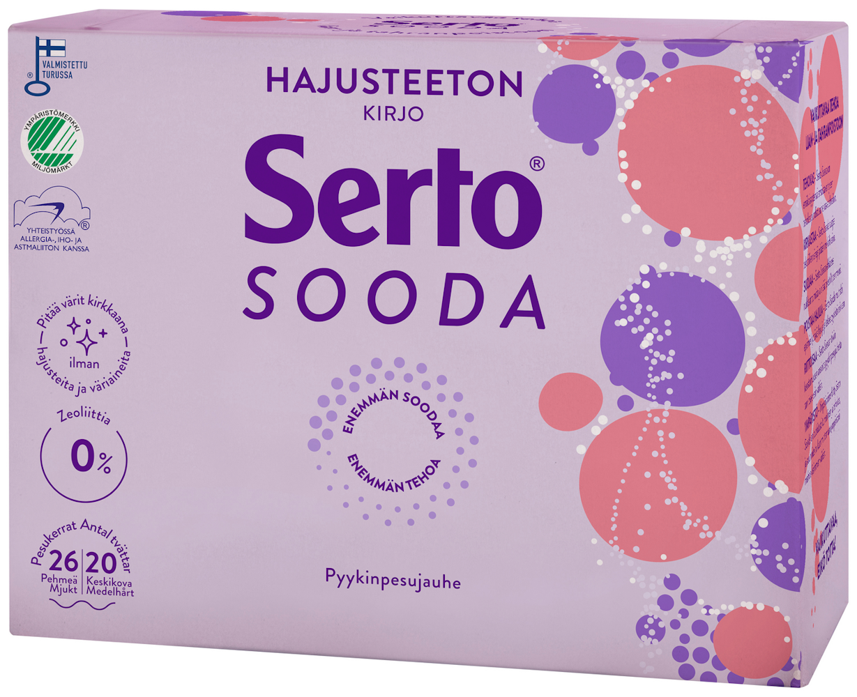 Serto Sooda Hajusteeton Kirjo pyykinpesujauhe 890 g - HoReCa-tukku Kespro