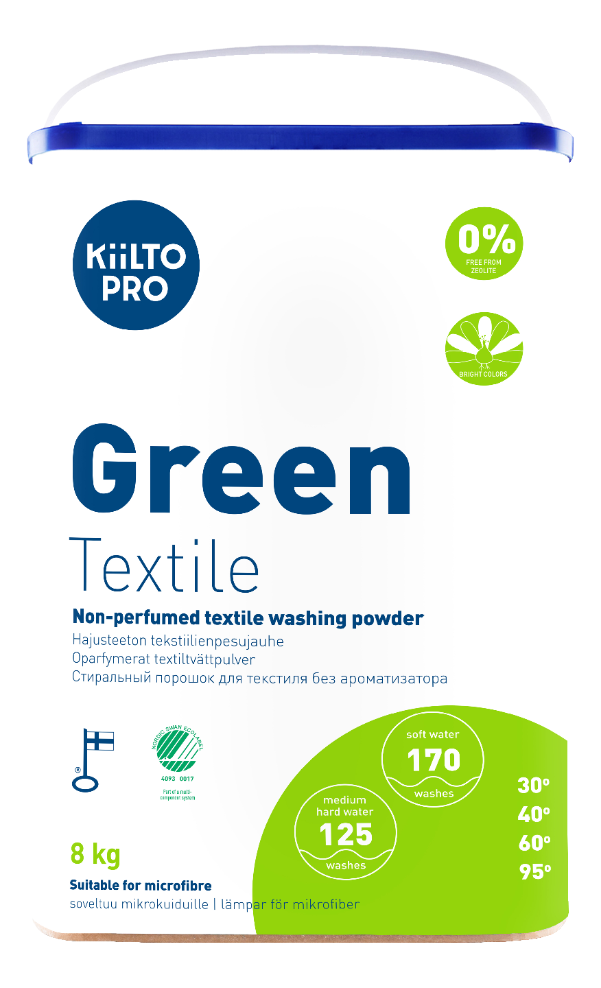 KiiltoPro Green Textile 8kg hajusteeton tekstiilienpesujauhe