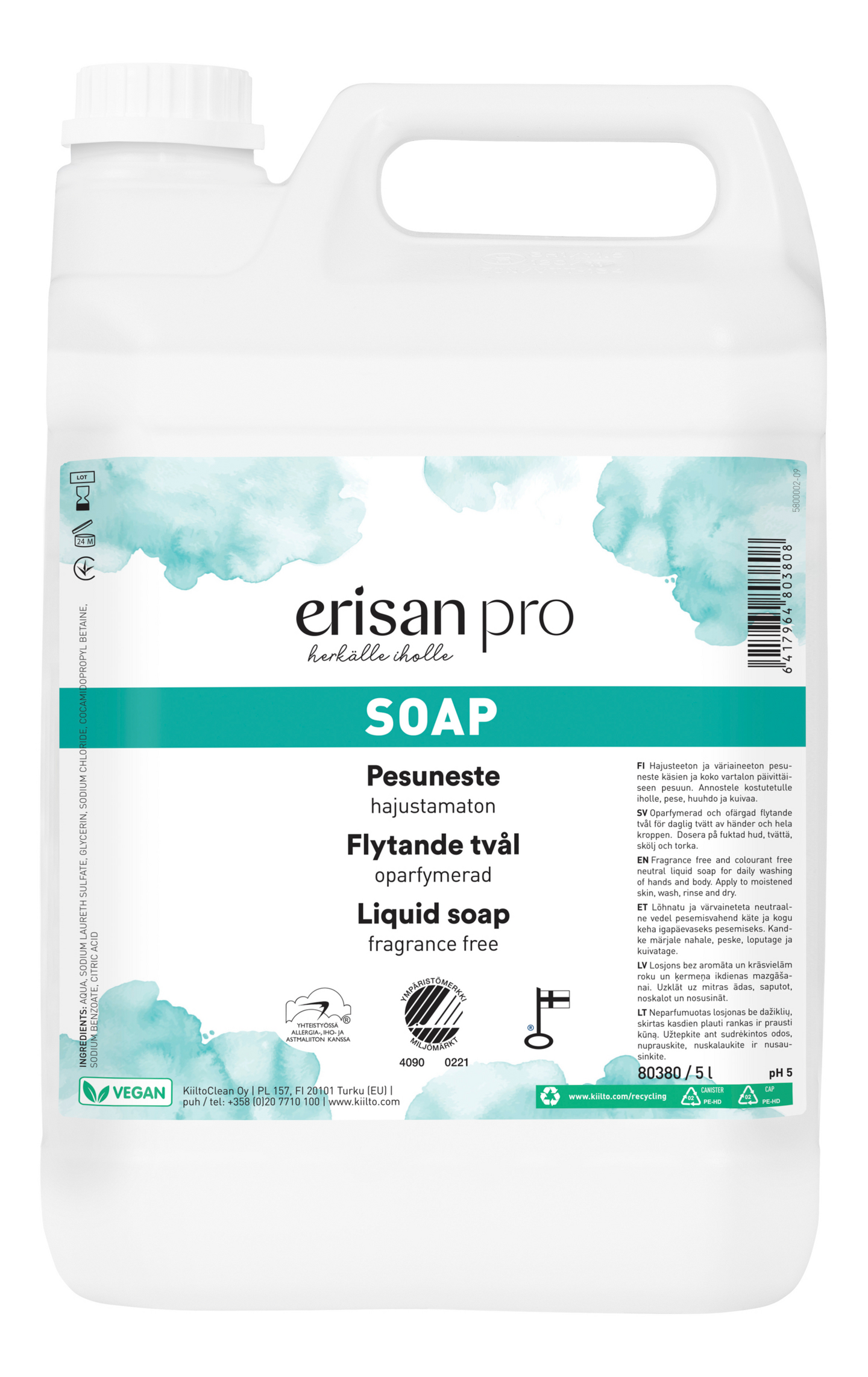 Erisan Soap Pesuneste hajustamaton 5l