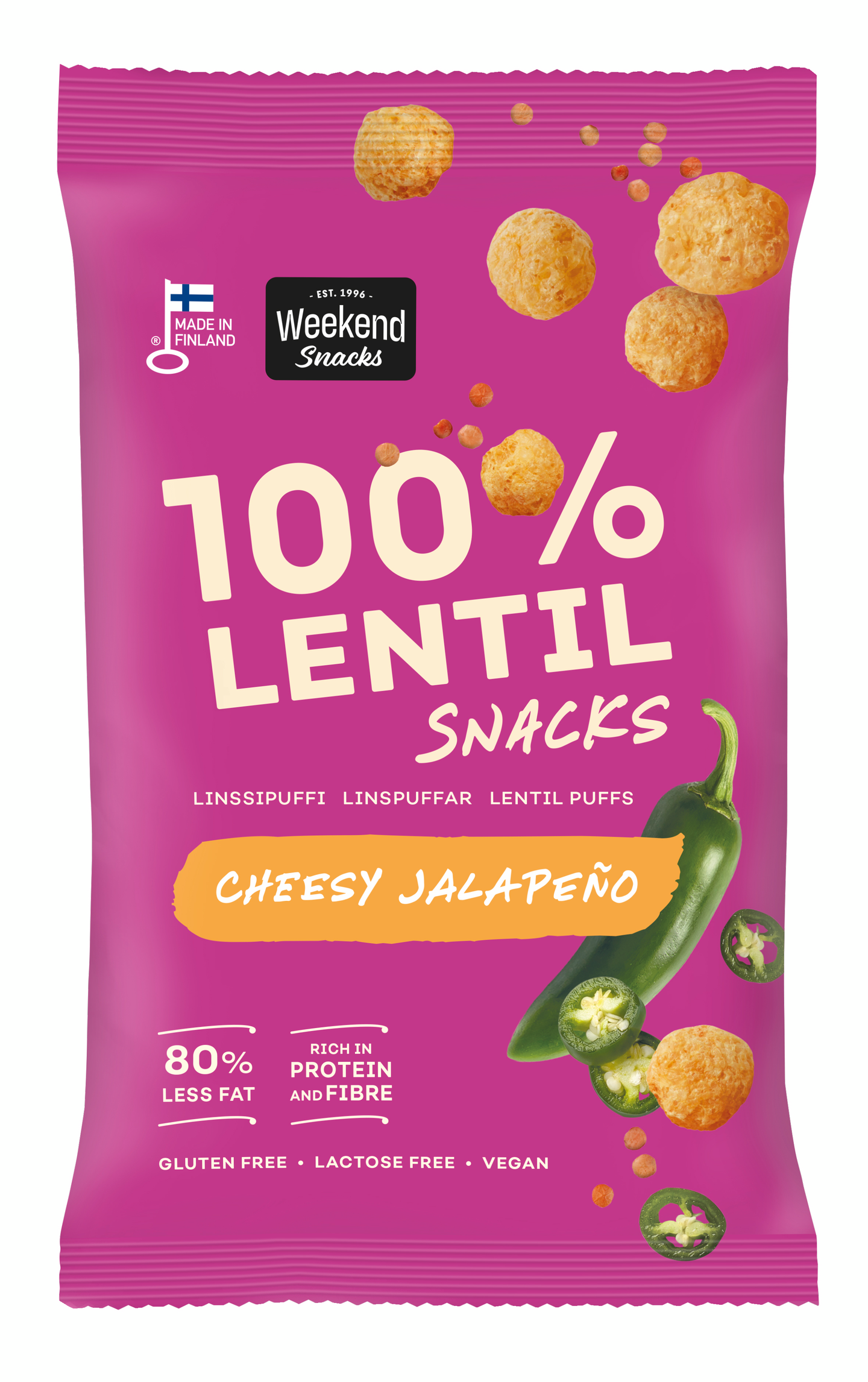 Weekend Linssi Snacks 45g Juusto jalapeno