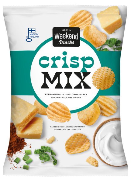 Crisp Mix 180g Kermaviilin- ja juustonmakuinen perunasnacks-sekoitus