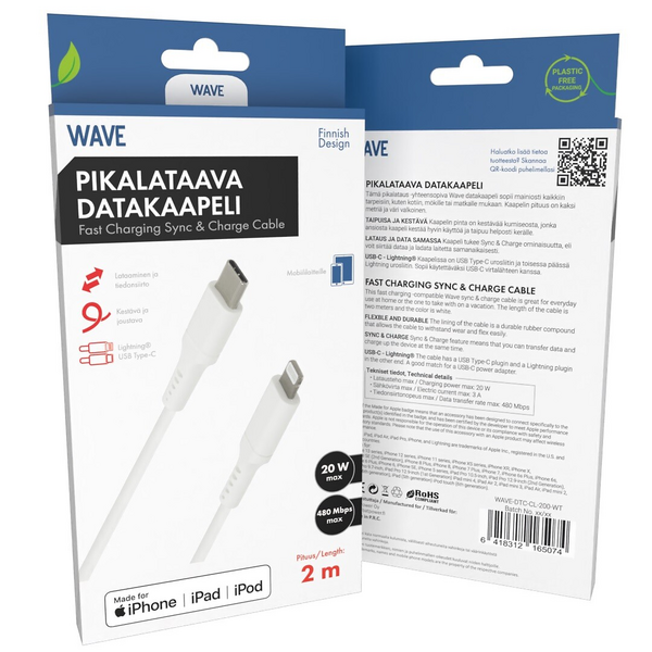 Wave Datakaapeli USB-C/Lightning 2m