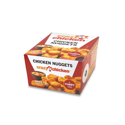 Crazy Chicken Chicken Nuggets - paneroidut kananuggetit 200g + currykastike 25g pakaste