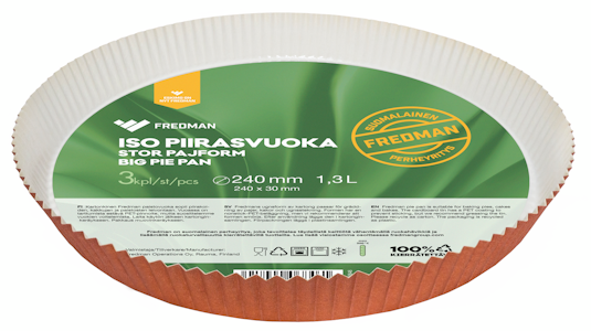 Fredman iso piirasvuoka kartonkia 1,3L 24cm 3kpl