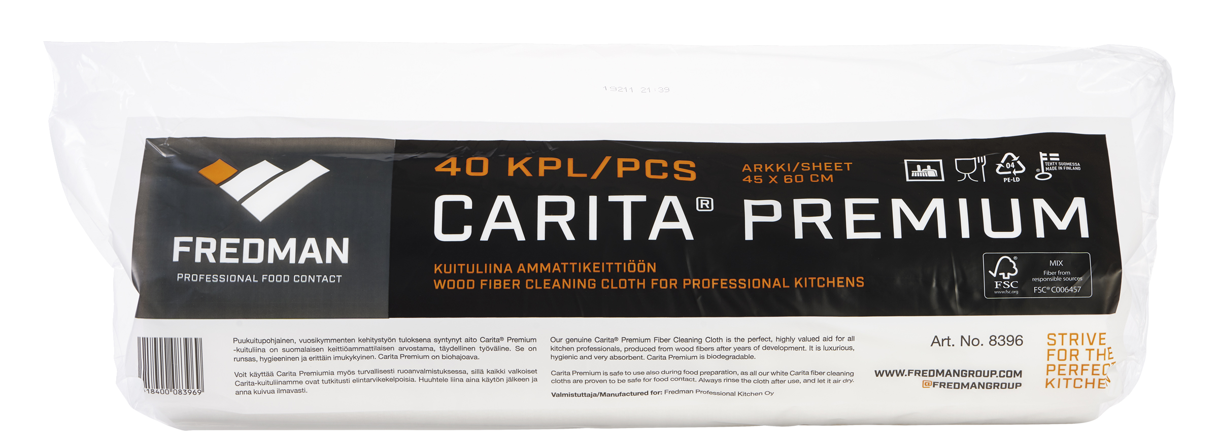 Carita Premium yleisliina 45x60cm 55gsm perforoitu 40kpl/rll