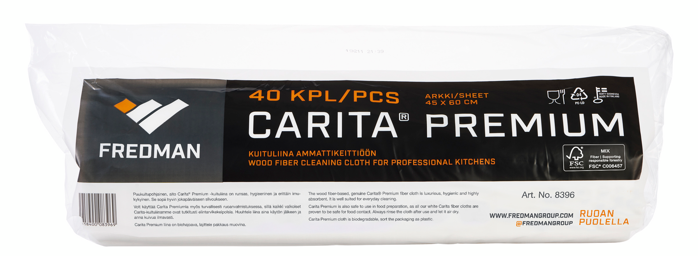 Carita Premium yleisliina 45x60cm 55gsm perforoitu 40kpl/rll