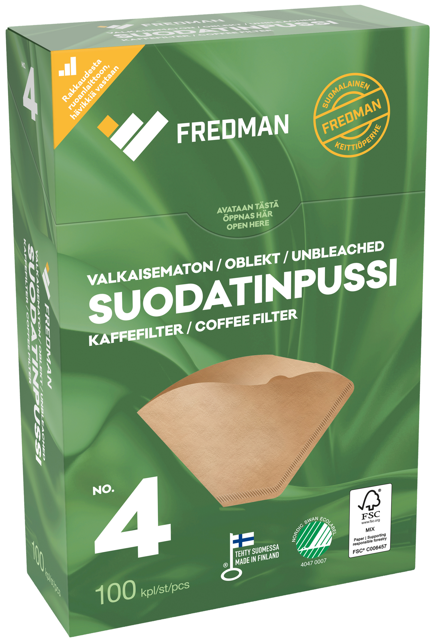 Fredman suodatinpussi 1x4/100 valkaisematon PUOLILAVA