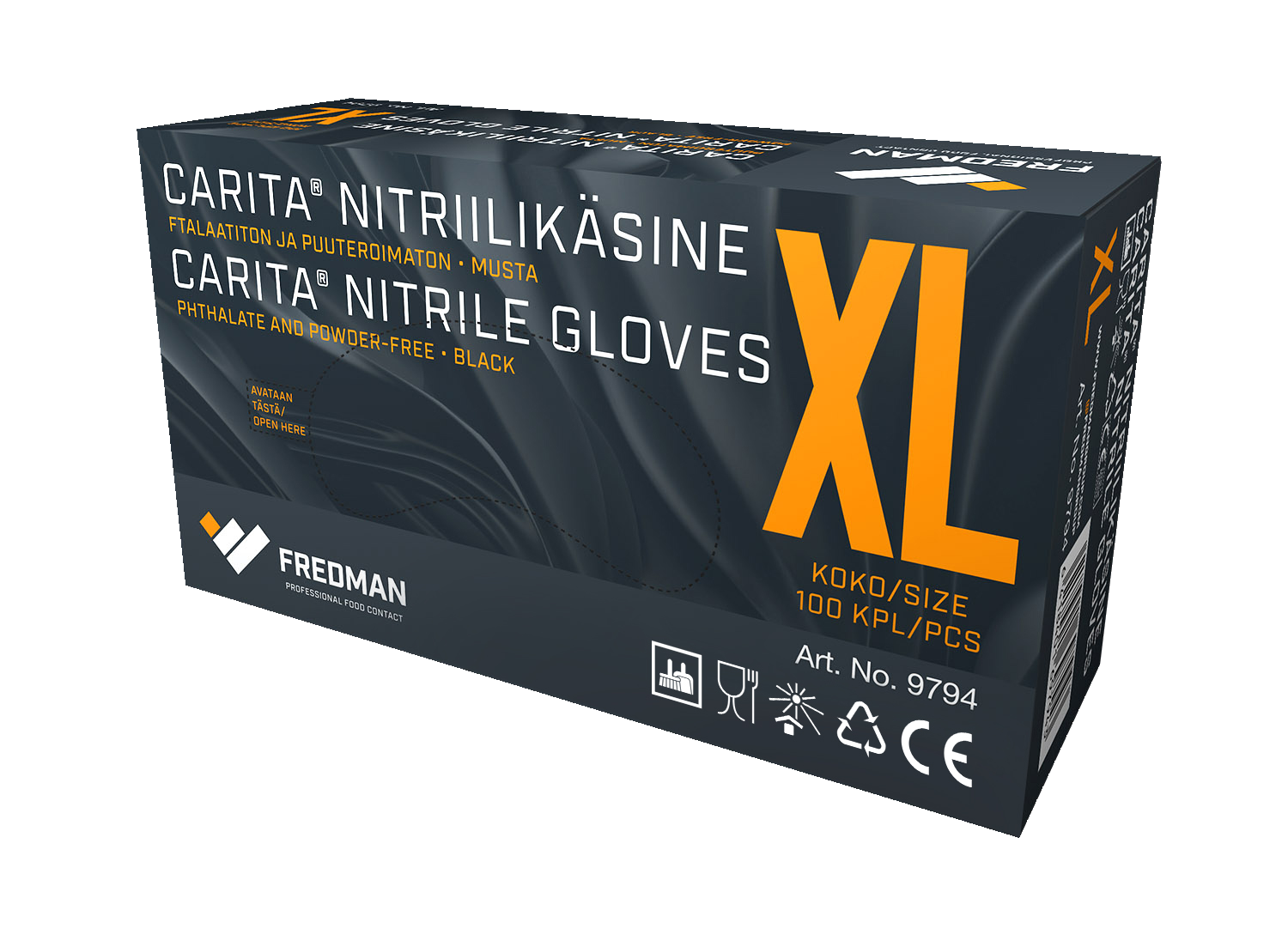 Carita nitriilikäsine musta XL 100kpl