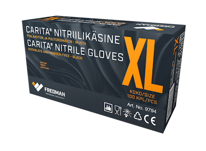 Carita nitriilikäsine musta XL 100kpl