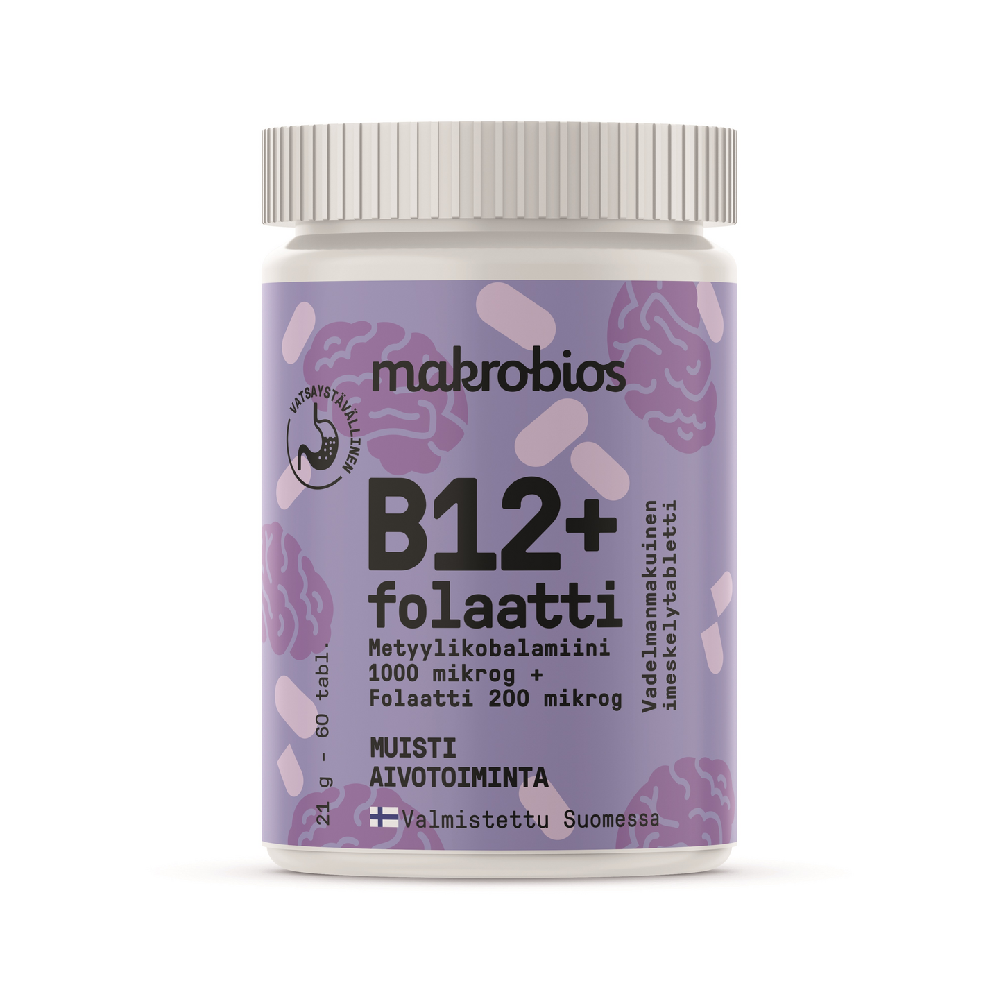 Makrobios B12+folaatti 200mg 60tabl 21g