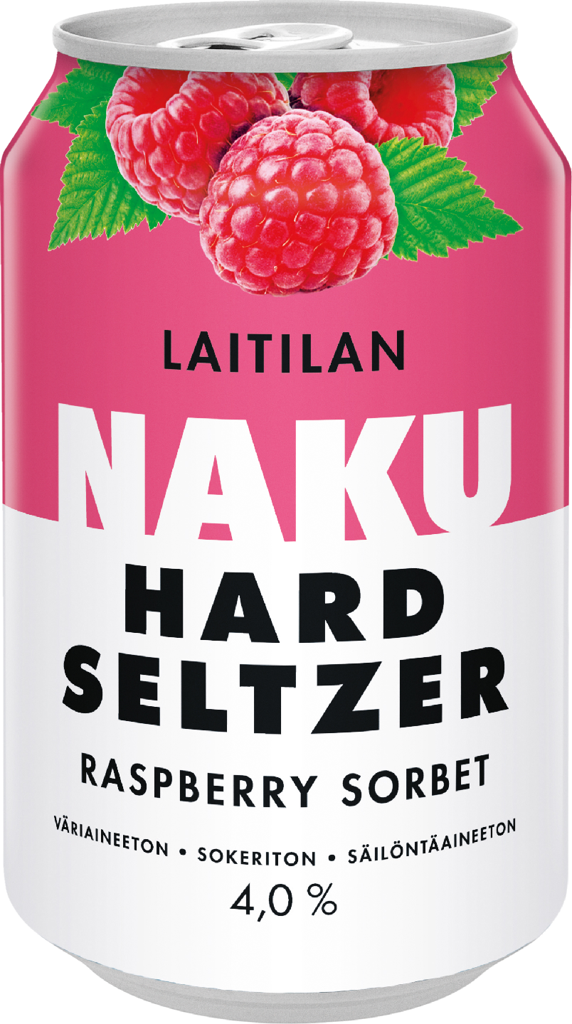 Laitilan Naku Hard Seltzer Raspberry Sorbet 4,0% 0,33l
