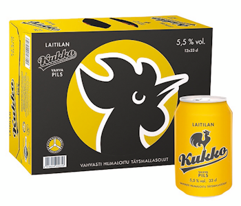 Laitilan Kukko Vahva Pils olut 5,5% 0,33l 12-pack gluteeniton DOLLY