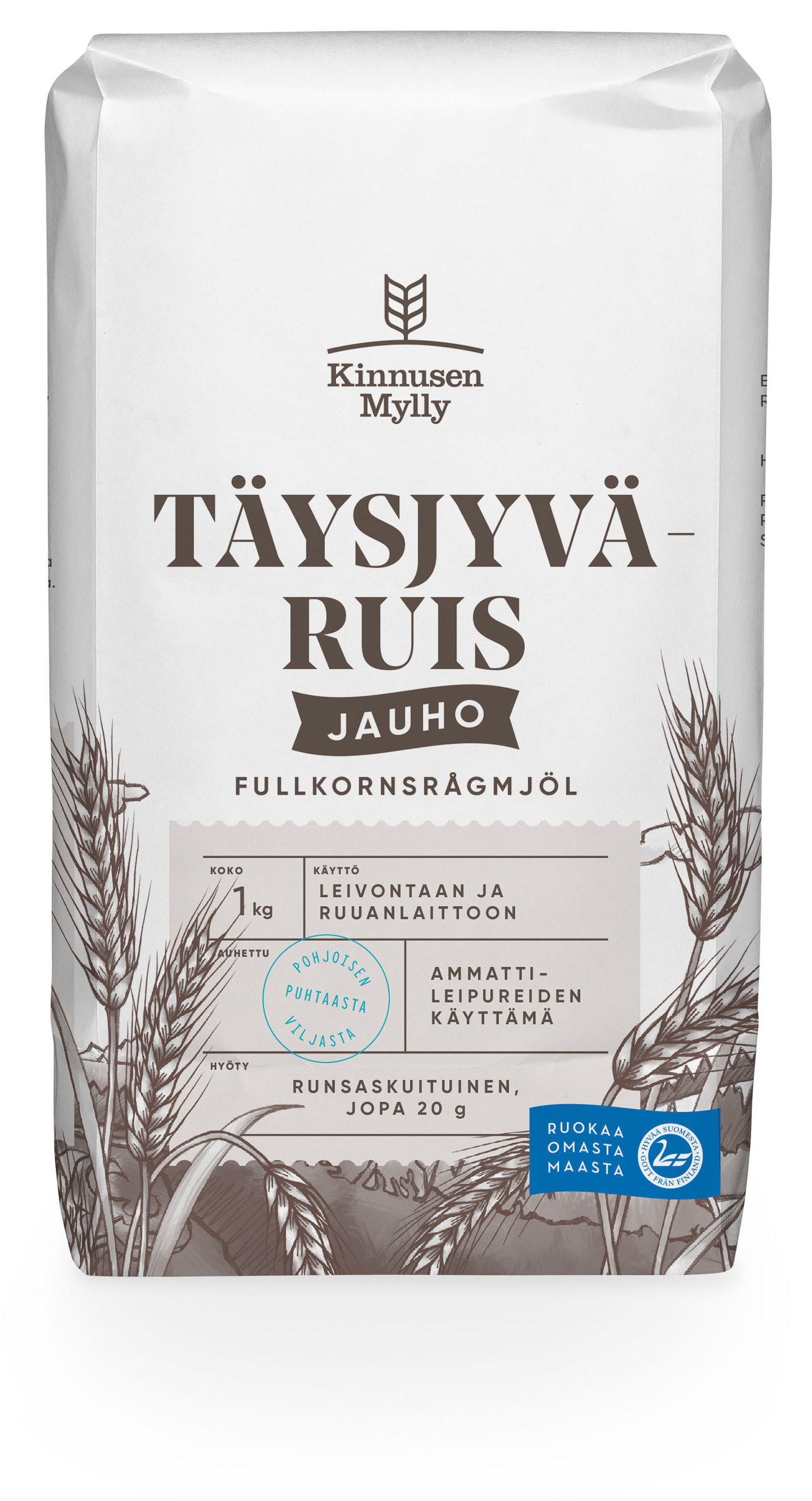 Kinnusen Mylly täysjyväruisjauho 1kg