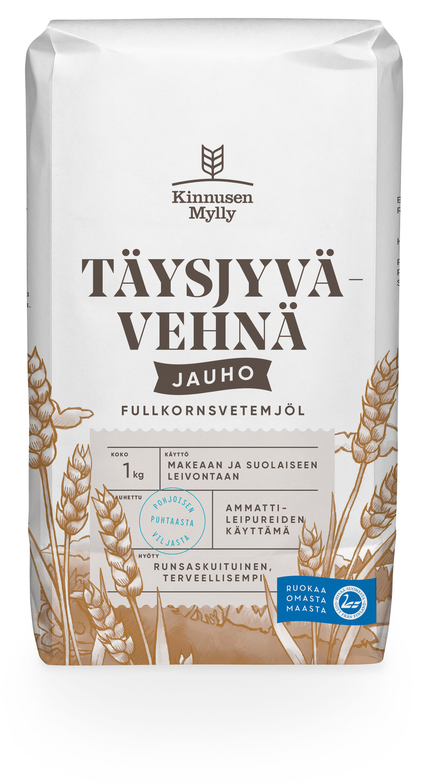 Kinnusen Mylly täysjyvävehnäjauho 1kg