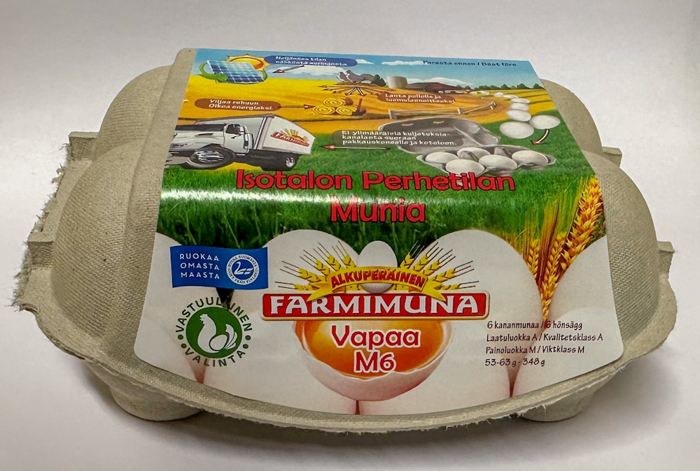 Farmimuna vapaan kanan GMO-vapaa kananmuna 348g M6 — HoReCa-tukku Kespro