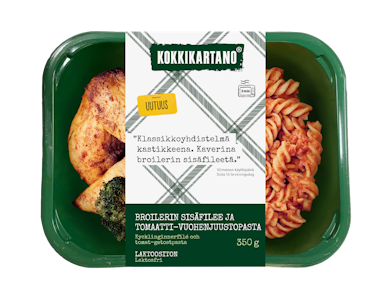 Kokkikartano broilerin sisäfilee ja tomaatti-vuohenjuustopasta 350g