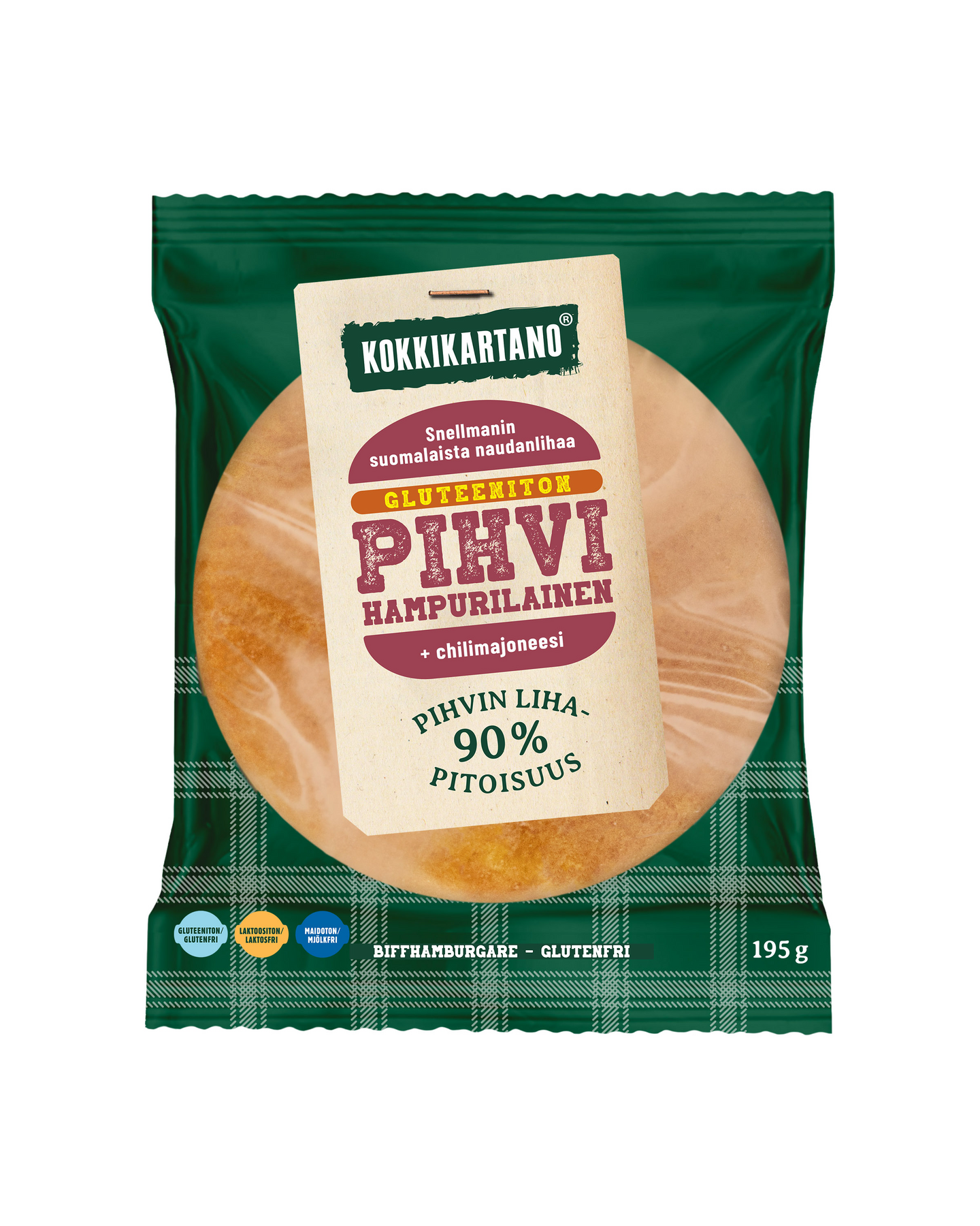 Kokkikartano pihvihampurilainen 195g gluteeniton | K-Ruoka Verkkokauppa