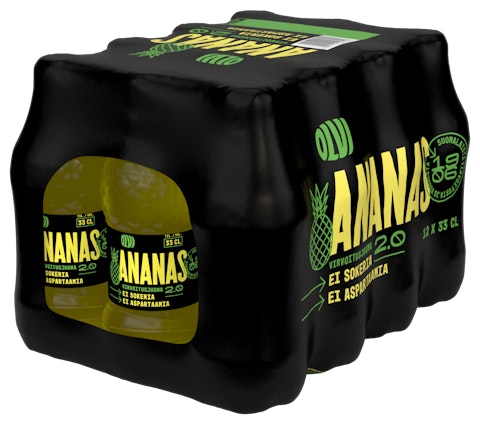 Olvi Ananas 2.0 sokeriton virvoitusjuoma 0,33l 12-pack