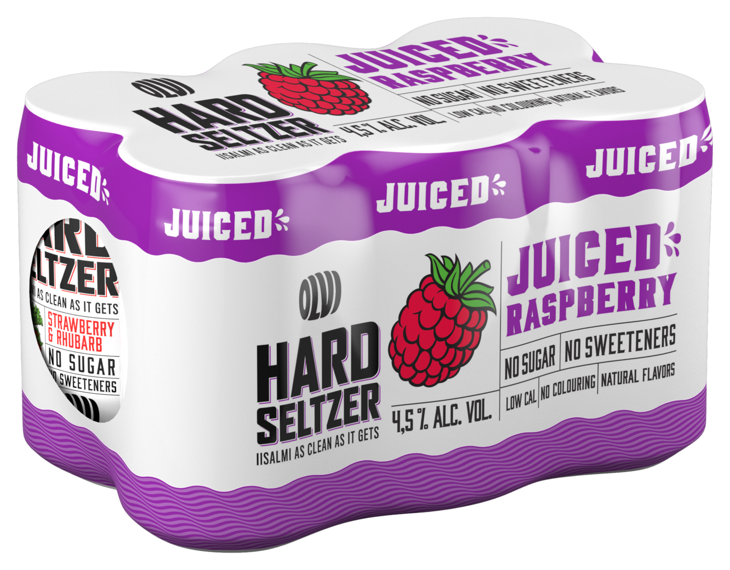 Olvi Hard Seltzer Juiced Raspberry 4,5% 0,33l 6-pack