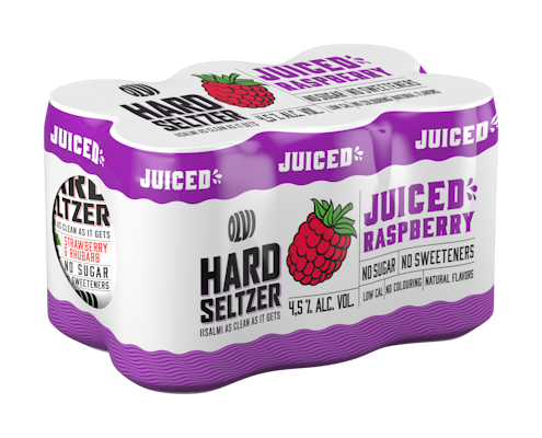 Olvi Hard Seltzer Juiced Raspberry 4,5% 0,33l 6-pack