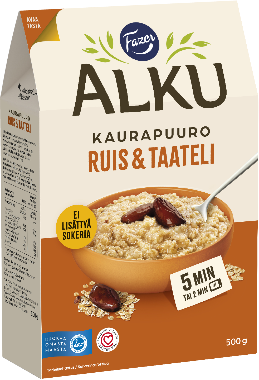 Fazer Alku kaurapuuro 500g ruis-taateli 1/4LAVA