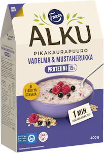 Fazer Alku Vadelma & mustaherukka Proteiini pikakaurapuuro 400 g