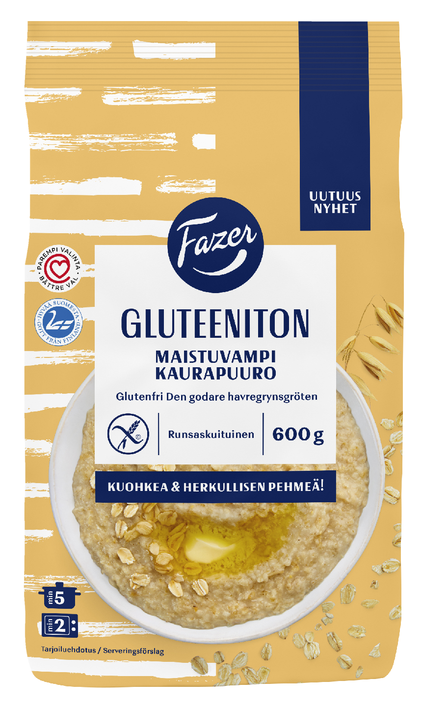 Fazer Gluteeniton Maistuvampi kaurapuuro 600 g