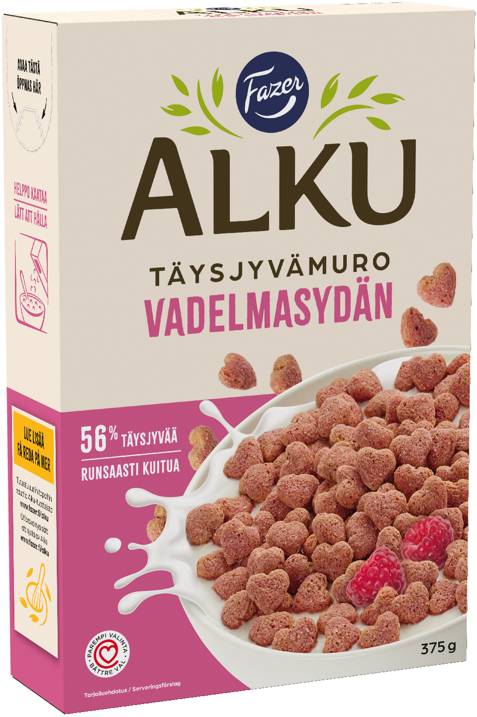 Fazer Alku täysjyvämuro vadelmasydän 375 g