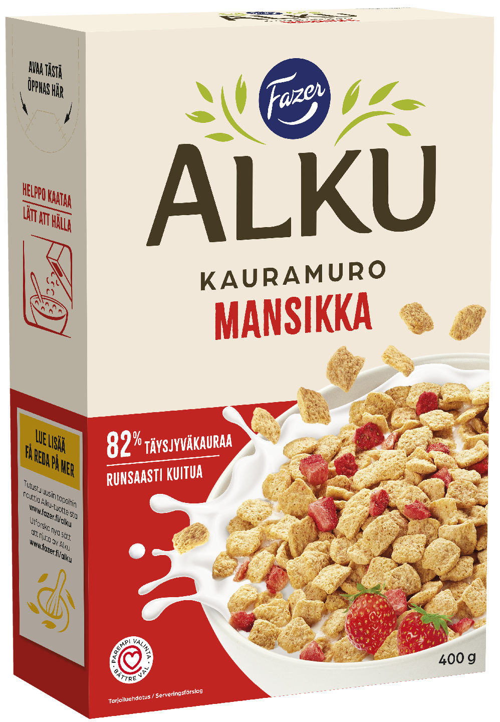 Fazer Alku kauramuro 400g mansikka