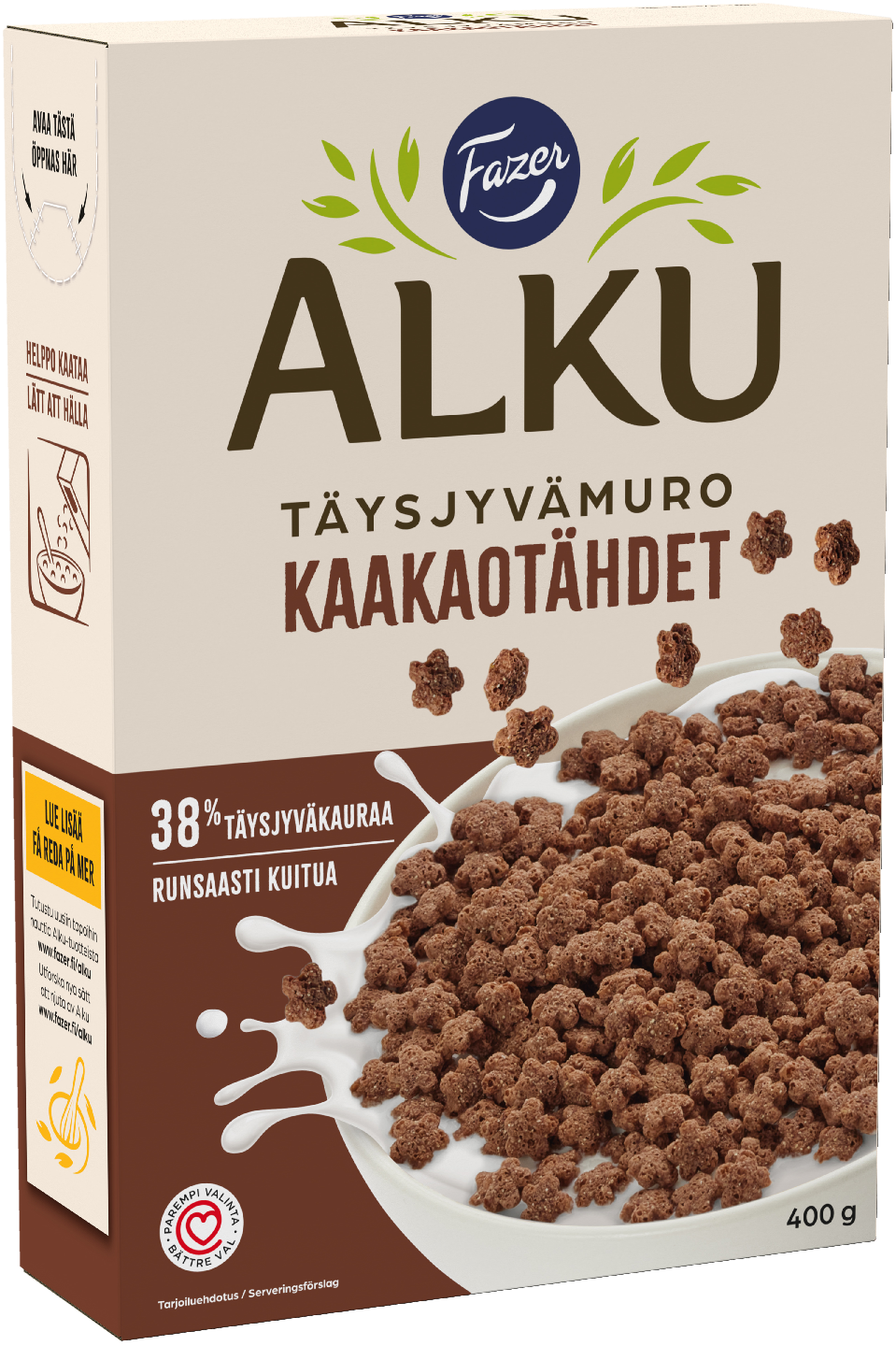 Fazer Alku kaakaotähdet täysjyvämuro 400g