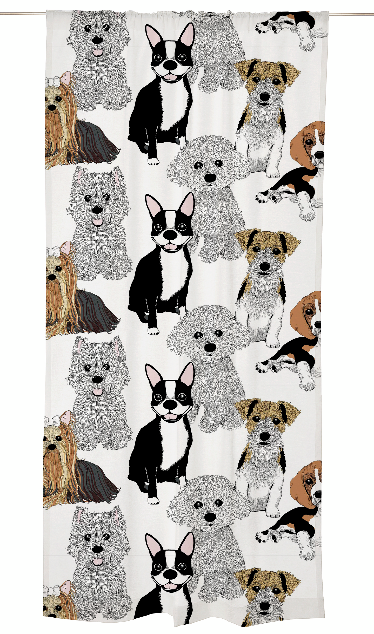 Vallila Doggies verho 140x240 cm valkoinen