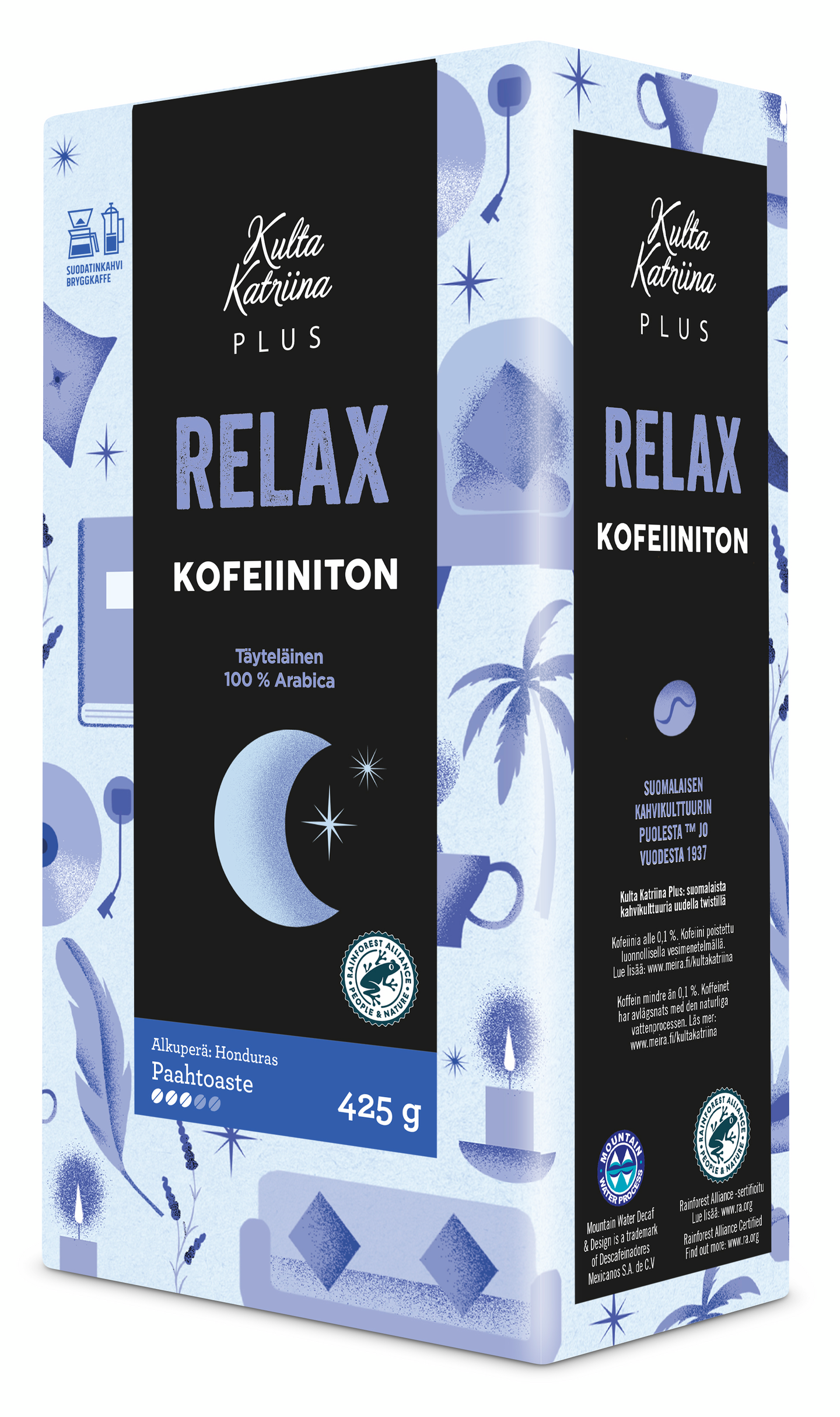 Kulta Katriina Plus Relax kahvi 425g suodatinjauhatus kofeiiniton RFA