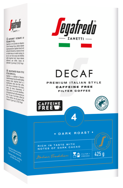 Segafredo Decaf kahvi 425g suodatinjauhatus kofeiiniton RFA