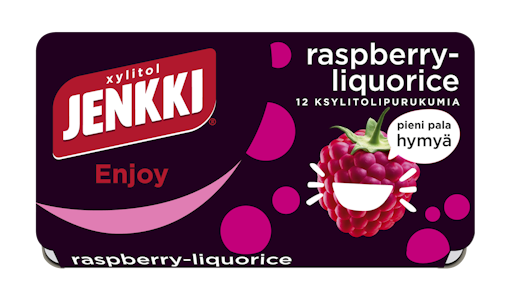 Jenkki ksylitolipurukumi 18g Raspberry-Liquorice