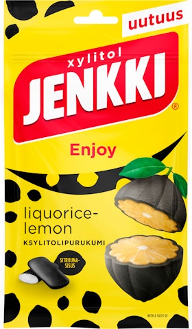 Jenkki Enjoy ksylitolipurukumi 100g Liquorice-lemon