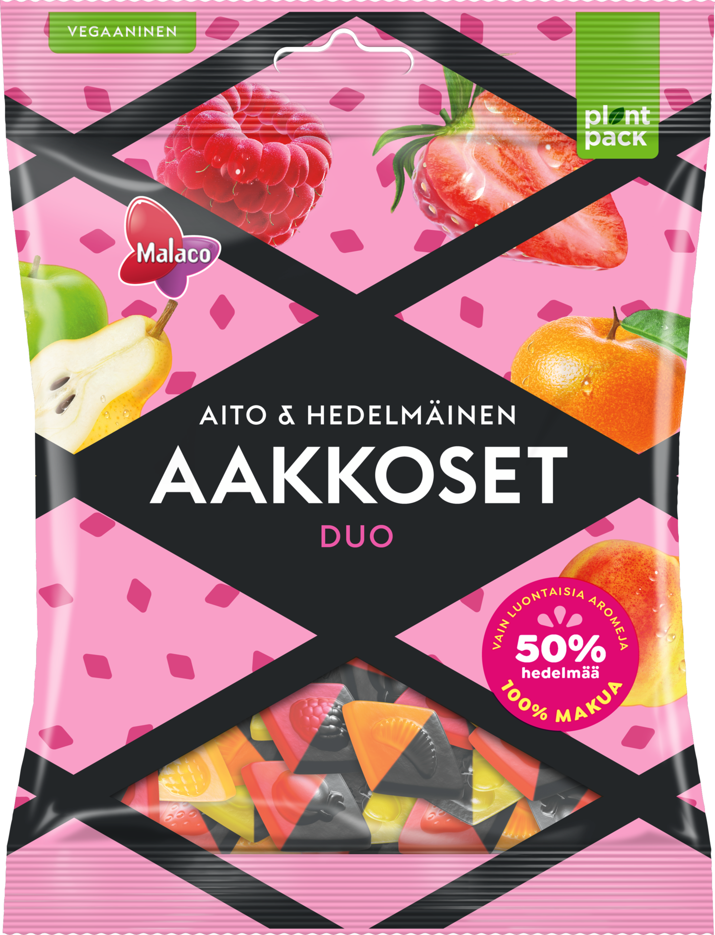 Malaco Aakkoset 230g Aito&Hedelmäinen Duo karkkipussi