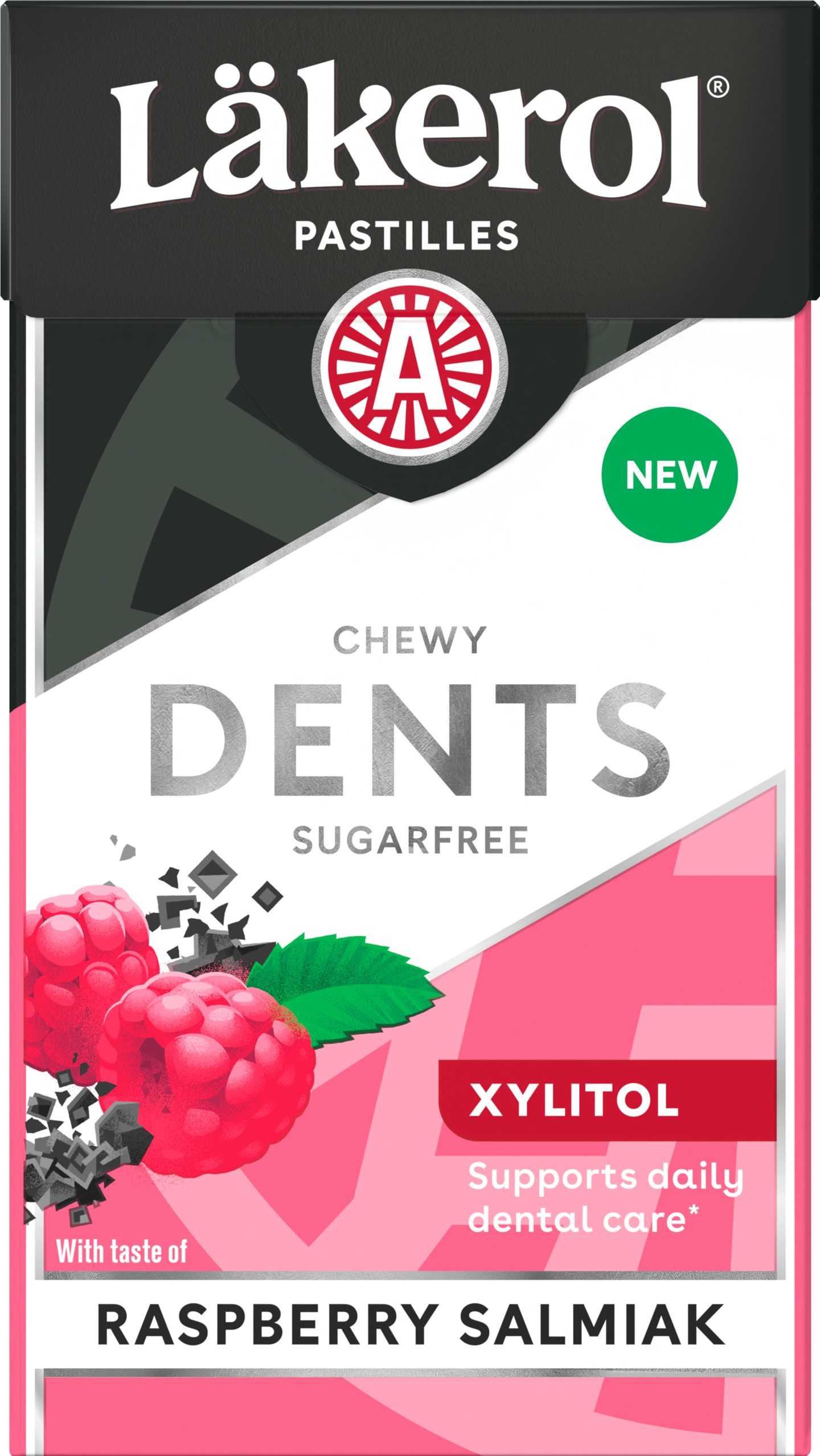 Läkerol Dents Raspberry Salmiak ksylitolipastilli 36g