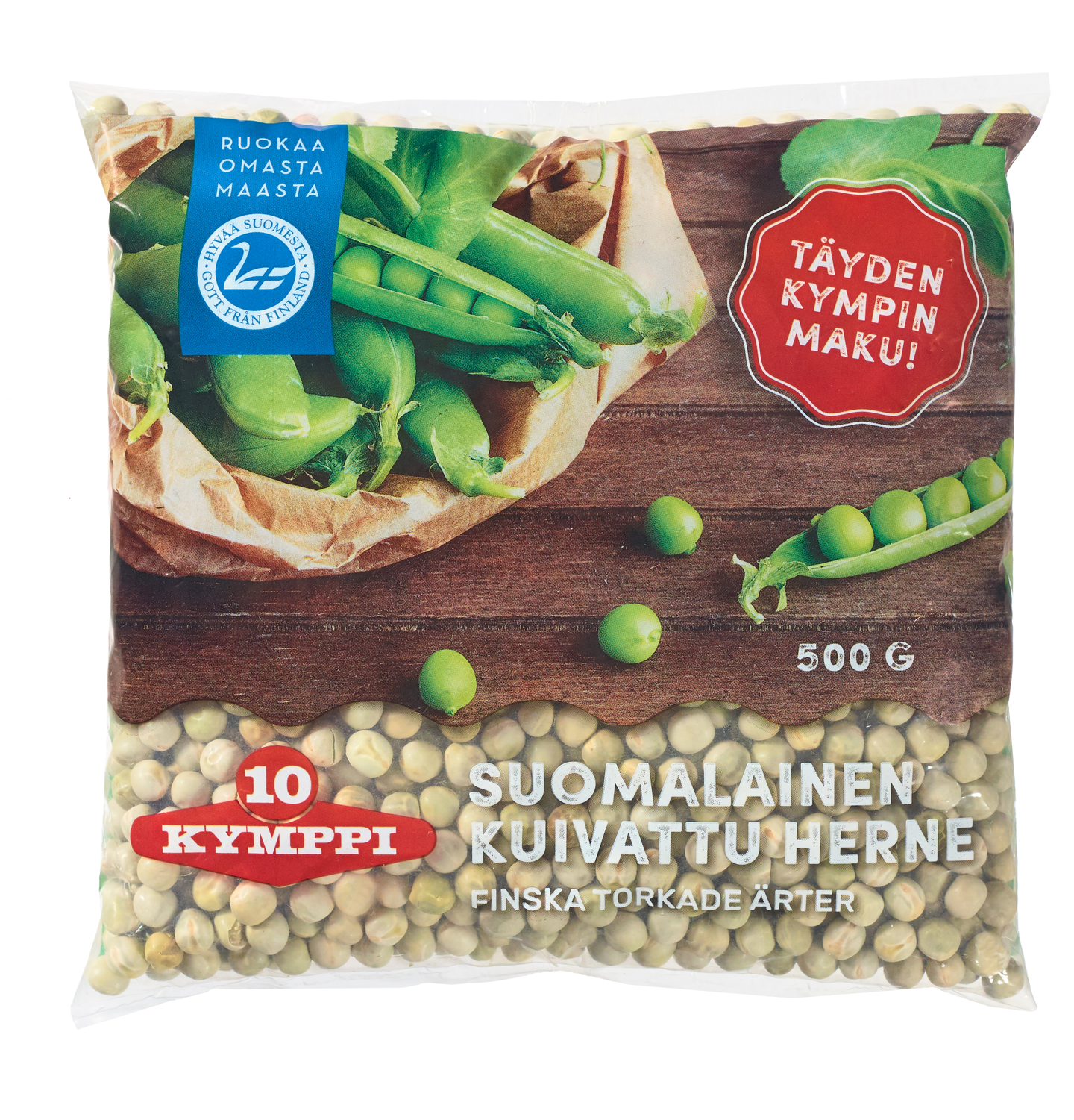 Kymppi Suomalainen kuivattu herne 500g PUOLILAVA