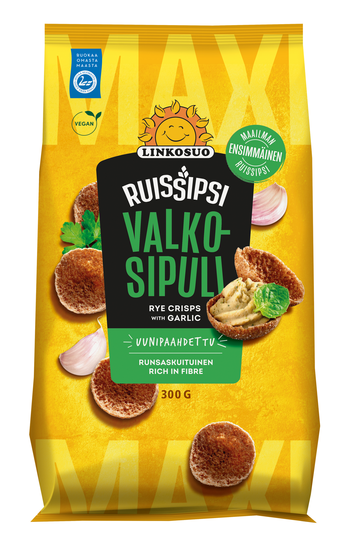 Linkosuo Ruissipsi maxi valkosipuli 300g PUOLILAVA